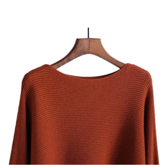 Boat Neck Batwing Sleeve Knitted Sweater - Picture 2 of 6